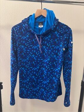 Nike Kids Blue Pixel Print Hooded Sweatshirt